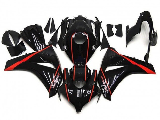 2008-2011 Glossy Black Red Stripe Honda CBR1000RR Motorcycle Fairings UK