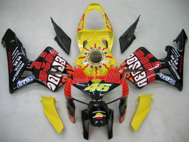 2005-2006 Black Yellow Rossi Honda CBR600RR Motorcycle Fairings UK