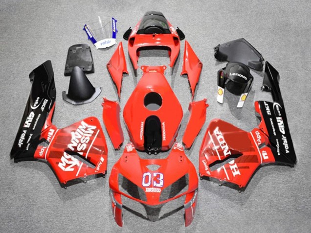 2005-2006 Red Black White 03 Honda CBR600RR Motorcycle Fairings UK