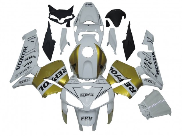 2005-2006 White Gold Repsol Honda CBR600RR Motorcycle Fairings UK
