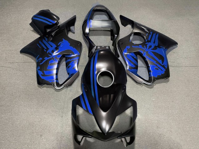 2001-2003 Blue Matte Black Skull Honda CBR600 F4i Motorcycle Fairings UK