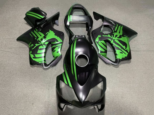 2001-2003 Green Matte Black Skull Honda CBR600 F4i Motorcycle Fairings UK
