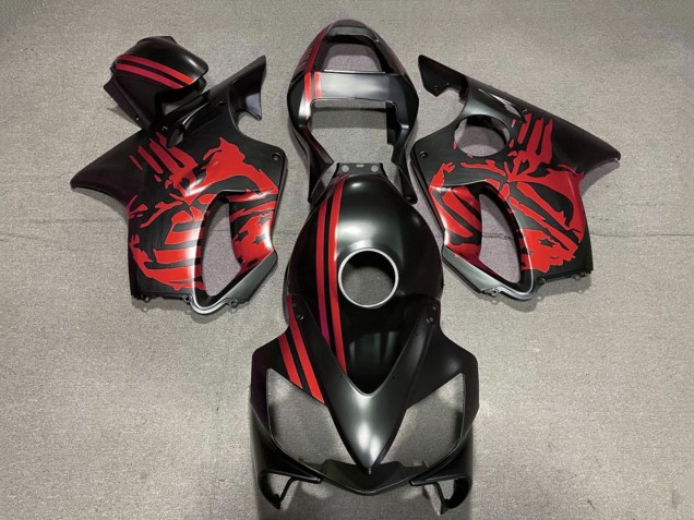 2001-2003 Red Matte Black Skull Honda CBR600 F4i Motorcycle Fairings UK