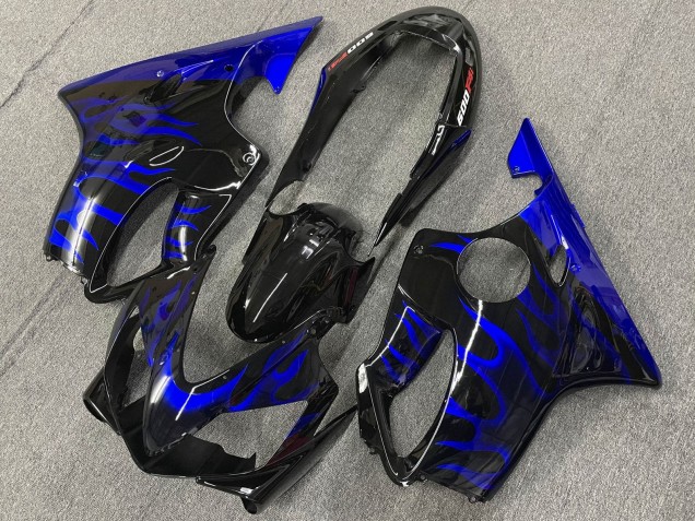 2004-2007 Glossy Black Blue Flame Honda CBR600 F4i Motorcycle Fairings UK