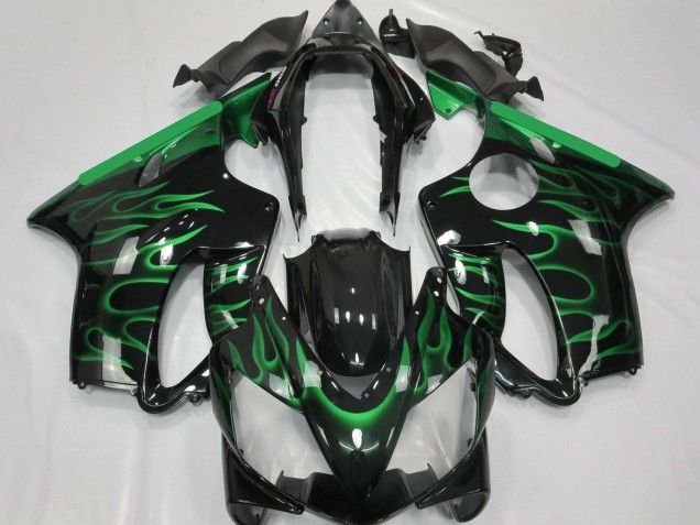 2004-2007 Glossy Black Green Flame Honda CBR600 F4i Motorcycle Fairings UK