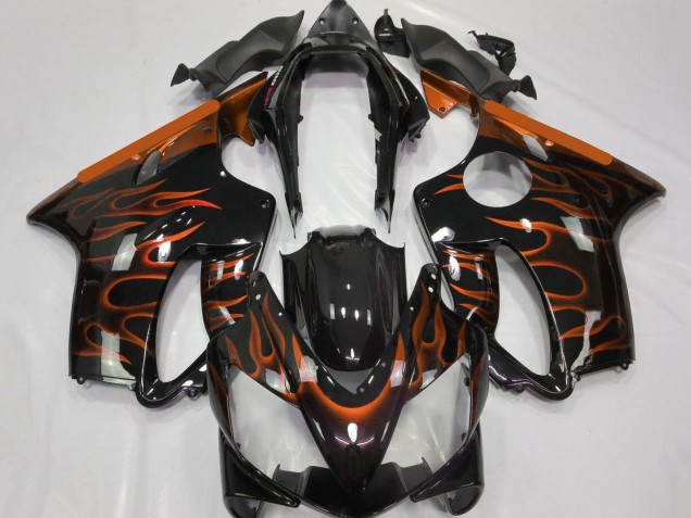 2004-2007 Glossy Black Orange Flame Honda CBR600 F4i Motorcycle Fairings UK