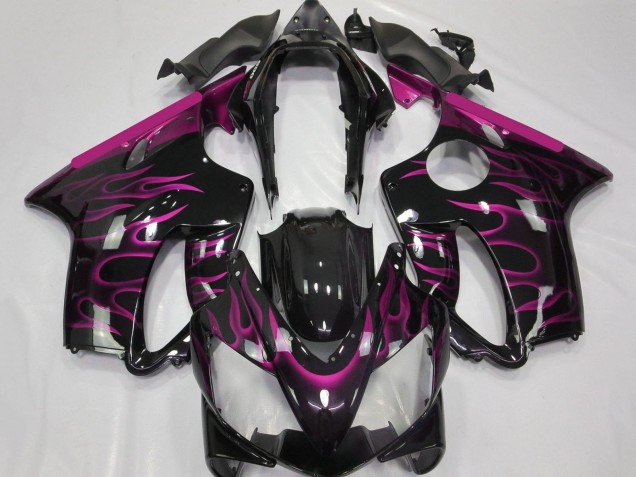 2004-2007 Glossy Black Pink Flame Honda CBR600 F4i Motorcycle Fairings UK