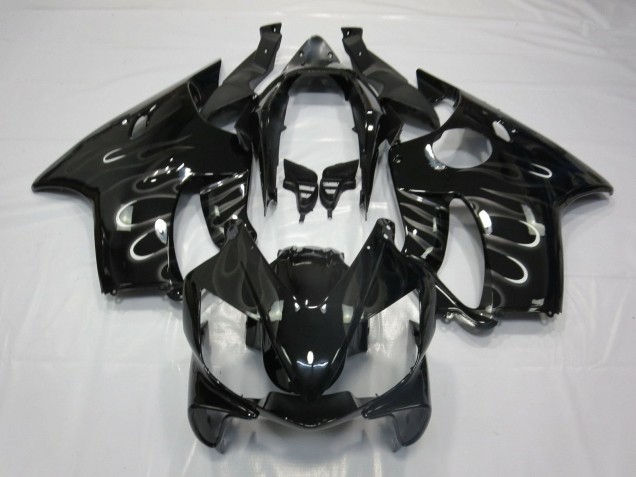2004-2007 Glossy Black White Flame Honda CBR600 F4i Motorcycle Fairings UK