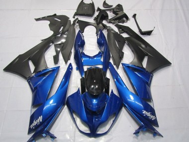 Buy 2007-2008 Blue Matte Black White Kawasaki ZX6R Motorcycle Fairings UK