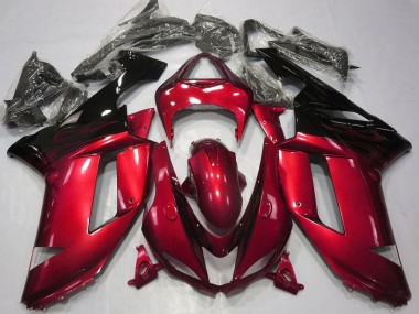 Buy 2007-2008 Candy Red Black Kawasaki ZX6R Motorcycle Fairings UK