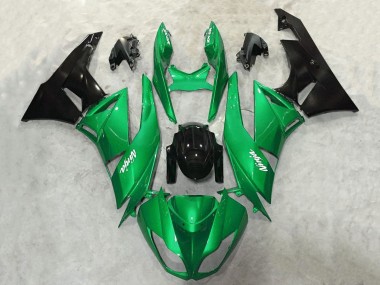 Buy 2009-2012 Green Glossy Black White Ninja Kawasaki ZX6R Motorcycle Fairings UK