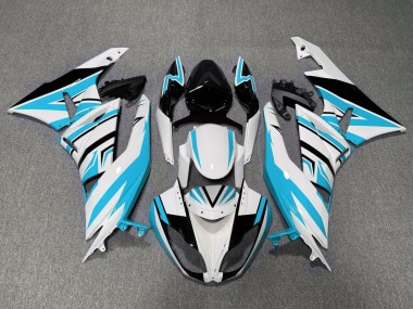 Buy 2009-2012 White Light Blue Black Kawasaki ZX6R Motorcycle Fairings UK