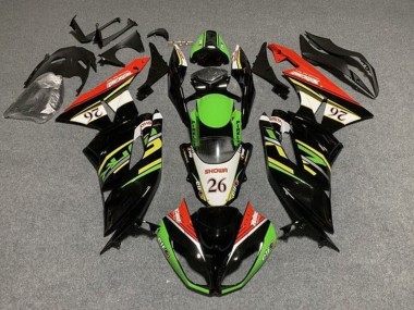 Buy 2009-2012 Green Glossy Black White Red Showr 26 Kawasaki ZX6R Motorcycle Fairings UK