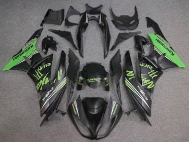 Buy 2009-2012 Matte Black Green Monster Kawasaki ZX6R Motorcycle Fairings UK