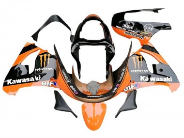 Buy 2009-2012 Orange Glossy Black Elf Monster Kawasaki ZX6R Motorcycle Fairings UK