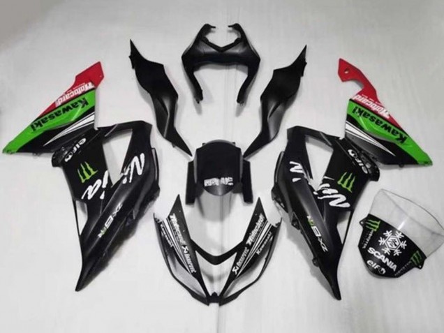 2013-2018 Matte Black Green Red White Monster Snow Kawasaki ZX6R Motorcycle Fairings UK