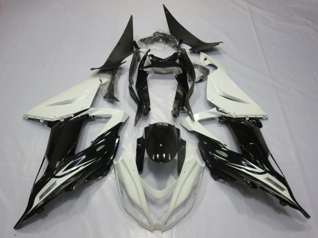 2013-2018 Pearl White Glossy Black Kawasaki ZX6R Motorcycle Fairings UK