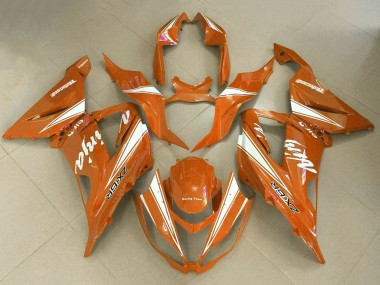 Buy 2013-2018 Orange White Kawasaki ZX6R Motorcycle Fairings UK