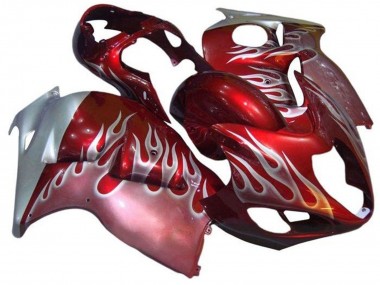 Buy 1996-2007 Red Silver Flame Suzuki GSXR 1300 Hayabusa Motorcycle Fairings UK