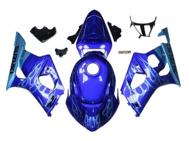 2003-2004 Blue Light Blue White Flame Suzuki GSXR 1000 Motorcycle Fairings UK