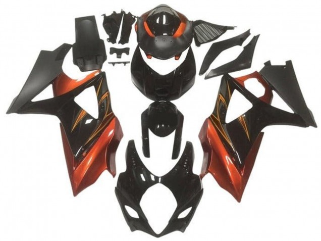 2005-2006 Glossy Black Matte Black Orange Suzuki GSXR 1000 Motorcycle Fairings UK