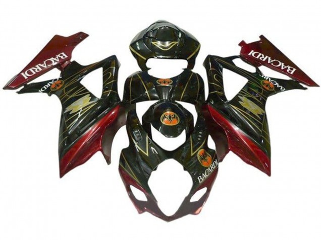 2005-2006 Black Red Gold BACARDI Suzuki GSXR 1000 Motorcycle Fairings UK