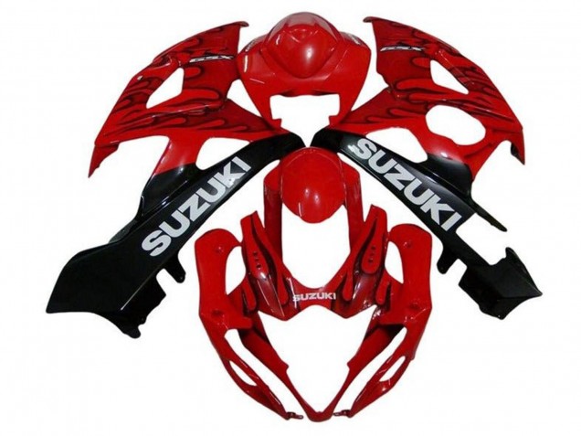 2005-2006 Red Black Flame White Suzuki GSXR 1000 Motorcycle Fairings UK