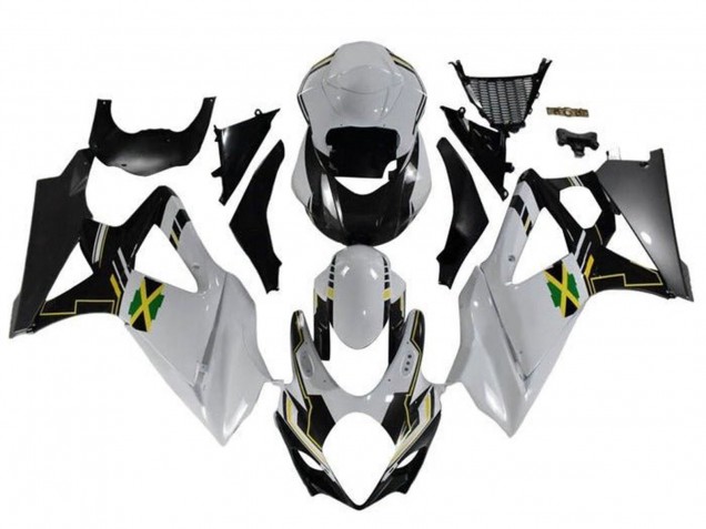 2005-2006 White Black Yellow Jamaica Suzuki GSXR 1000 Motorcycle Fairings UK