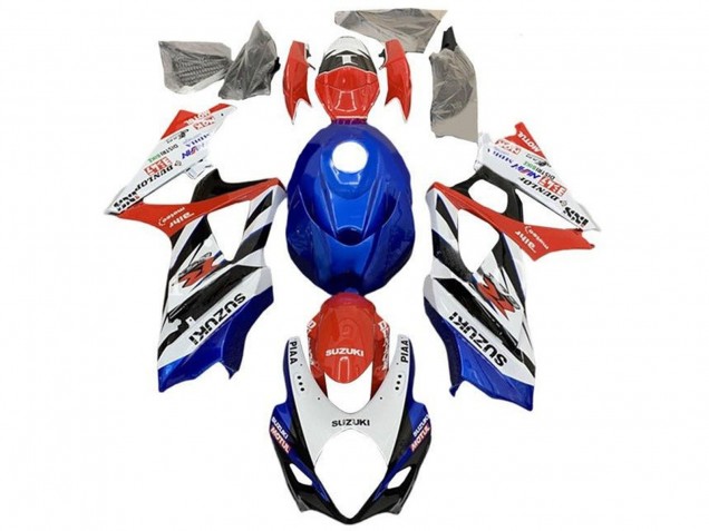 2005-2006 White Red Blue Black Stripe Suzuki GSXR 1000 Motorcycle Fairings UK