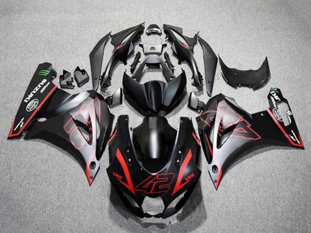 2017-2025 Matte Black Red 42 Suzuki GSXR1000 Motorcycle Fairings UK