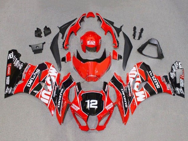 2017-2025 Red White Black Motul 12 Suzuki GSXR1000 Motorcycle Fairings UK