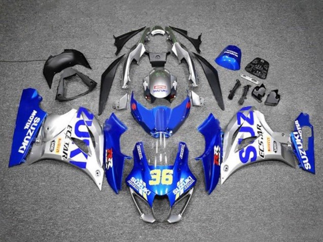 2017-2025 Blue Silver Ecstar 36 Suzuki GSXR1000 Motorcycle Fairings UK