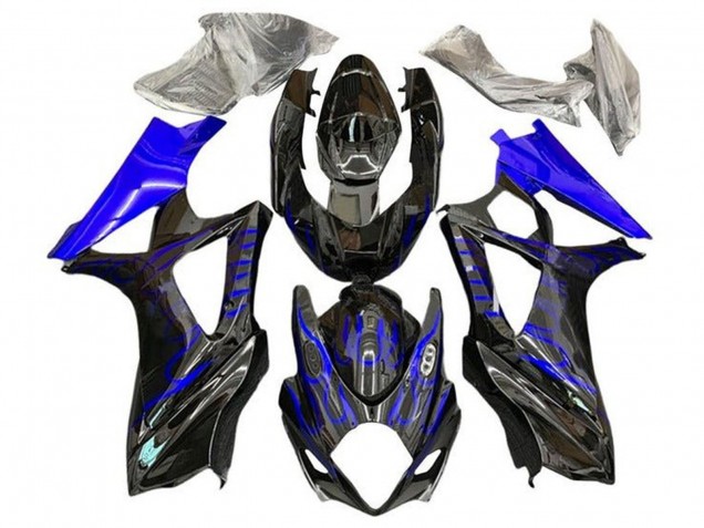 2007-2008 Black Blue Flame Suzuki GSXR 1000 Motorcycle Fairings UK