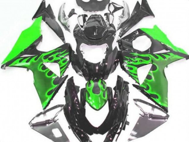 2009-2016 Glossy Black Green Flame Suzuki GSXR 1000 Motorcycle Fairings UK