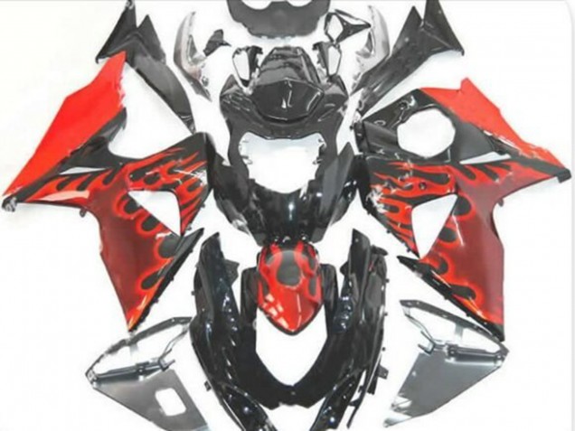 2009-2016 Glossy Black Red Flame Suzuki GSXR 1000 Motorcycle Fairings UK