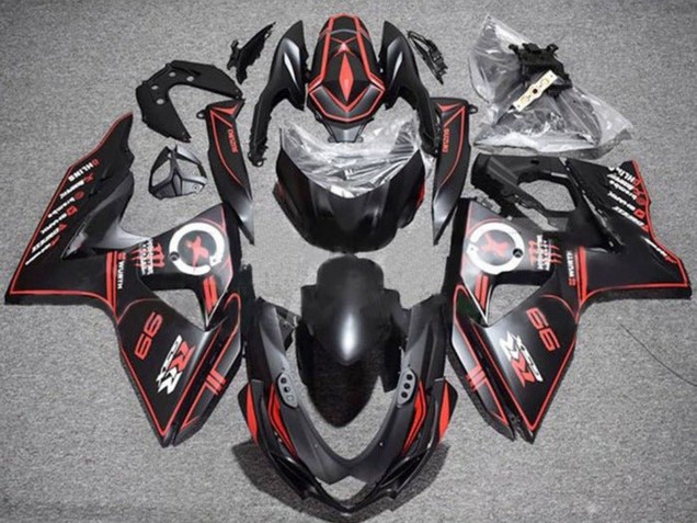 2009-2016 Matte Black Red Pinstripe Suzuki GSXR 1000 Motorcycle Fairings UK