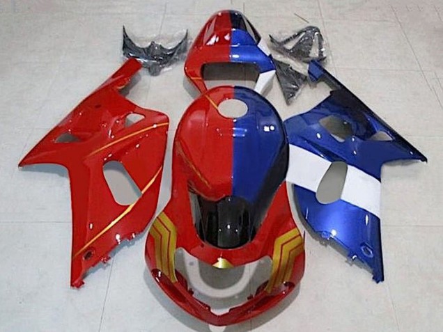 2001-2003 Red Blue Split Gold Suzuki GSXR 600 / GSXR 750 Motorcycle Fairings UK