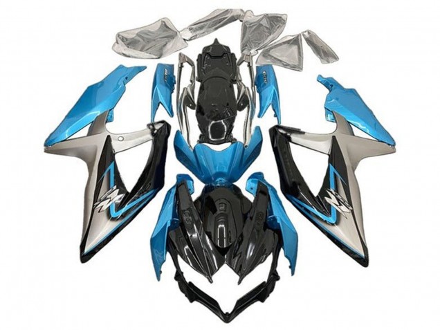 2008-2010 Light Blue Silver Glossy Black Suzuki GSXR 600 / GSXR 750 Motorcycle Fairings UK