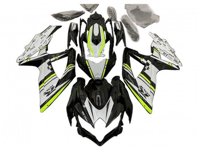 2008-2010 White Green Glossy Black Suzuki GSXR 600 / GSXR 750 Motorcycle Fairings UK