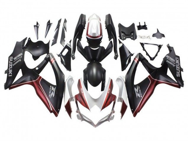2008-2010 White Red Matte Black Suzuki GSXR 600 / GSXR 750 Motorcycle Fairings UK