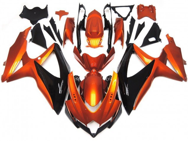 2008-2010 Orange Black Suzuki GSXR 600 / GSXR 750 Motorcycle Fairings UK
