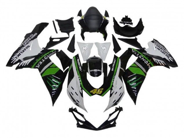 2011-2024 White Green Black Monster 46 Suzuki GSXR 600 / GSXR 750 Motorcycle Fairings UK