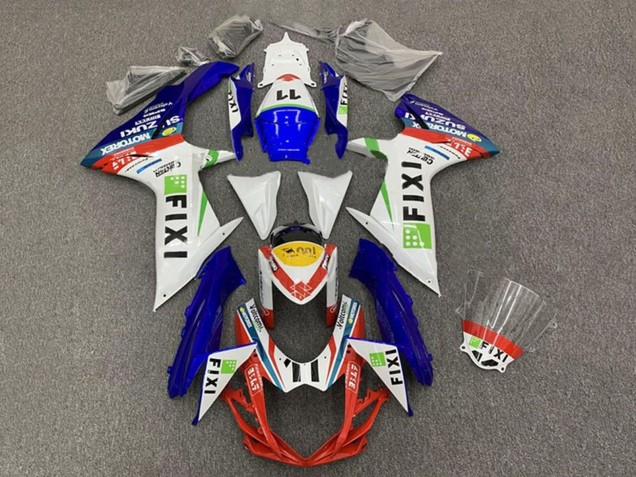 2011-2024 White Blue Yellow Red Green Fixi 11 Suzuki GSXR 600 / GSXR 750 Motorcycle Fairings UK
