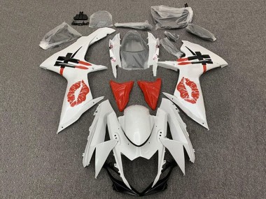 Buy 2011-2024 White Red Lipstick Kiss Suzuki GSXR 600 / GSXR 750 Motorcycle Fairings UK