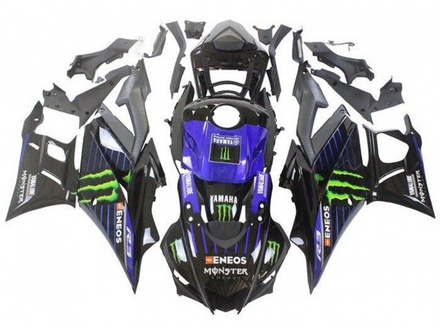 2019-2021 Blue Glossy Black Green ENEOS Monster Yamaha YZF R3/R25 Motorcycle Fairings UK