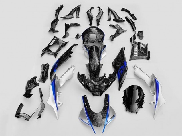 2019-2021 White Blue Black Forged Carbon Fiber Style Yamaha YZF R3/R25 Motorcycle Fairings UK
