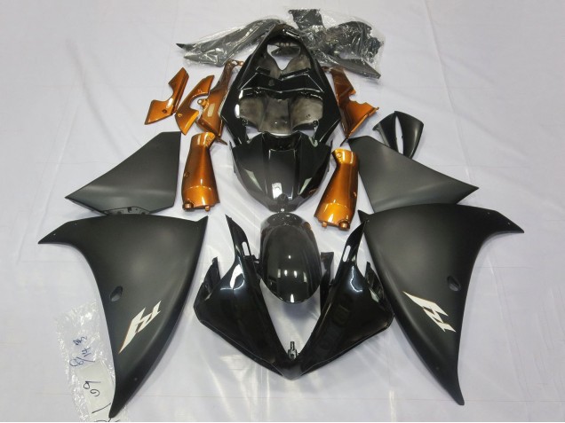 2009-2011 Glossy Black Matte Black Orange Yamaha YZF 1000 R1 Motorcycle Fairings UK
