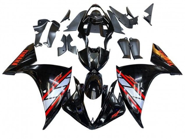 2009-2011 Glossy Black Silver Red Stripe Yamaha YZF 1000 R1 Motorcycle Fairings UK