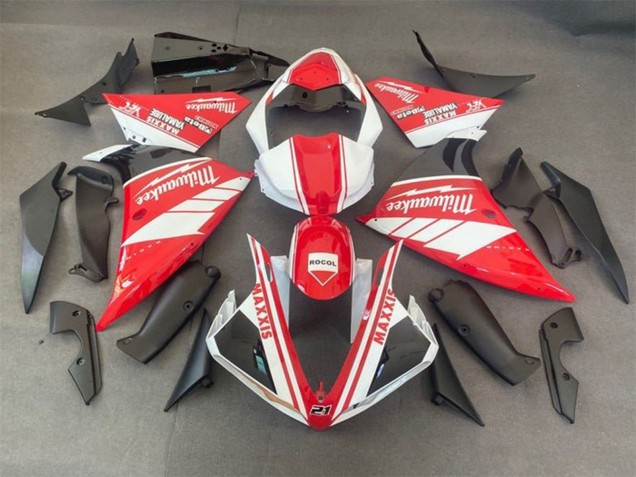 2012-2014 White Red Milwaukee Rocol Maxxis Yamaha YZF 1000 R1 Motorcycle Fairings UK