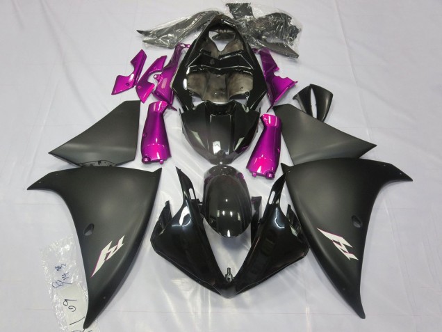 2012-2014 Glossy Black Matte Black Pink Yamaha YZF 1000 R1 Motorcycle Fairings UK